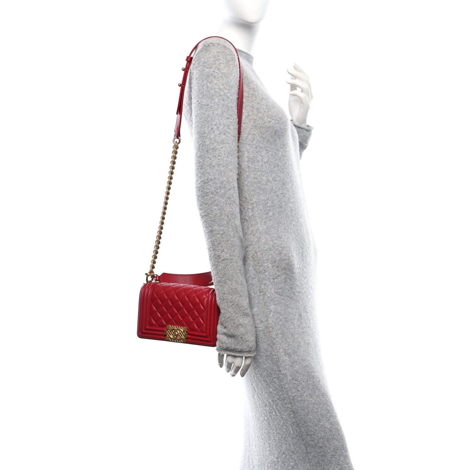 Chanel Calfskin Quilted Small Boy Logo Top Handle Flap Red 2 of 10