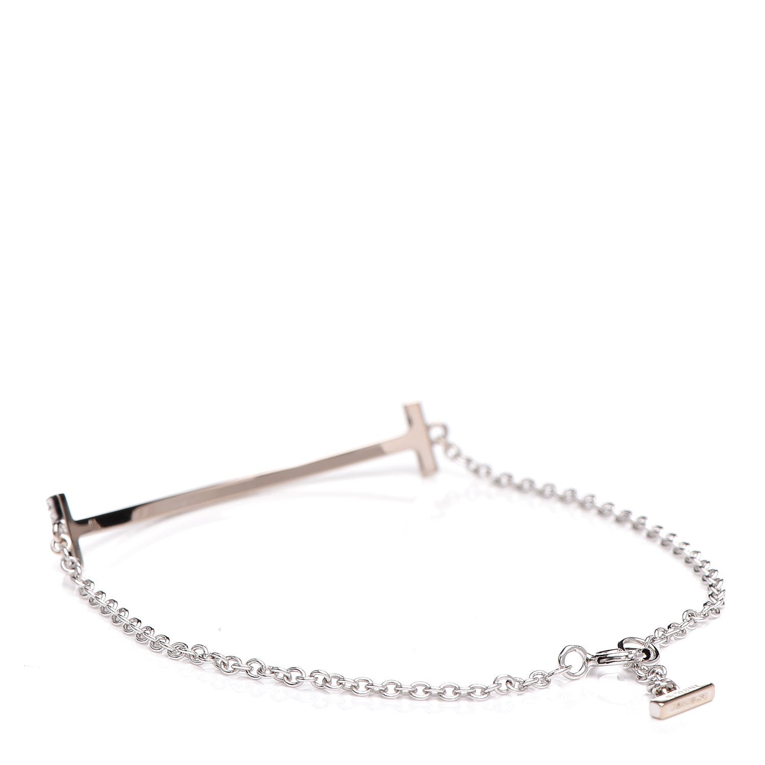 Tiffany 18K White Gold Diamond T Smile Bracelet 3 of 4