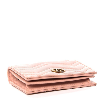Gucci Calfskin Matelasse GG Marmont Card Case Wallet Perfect Pink 4 of 16