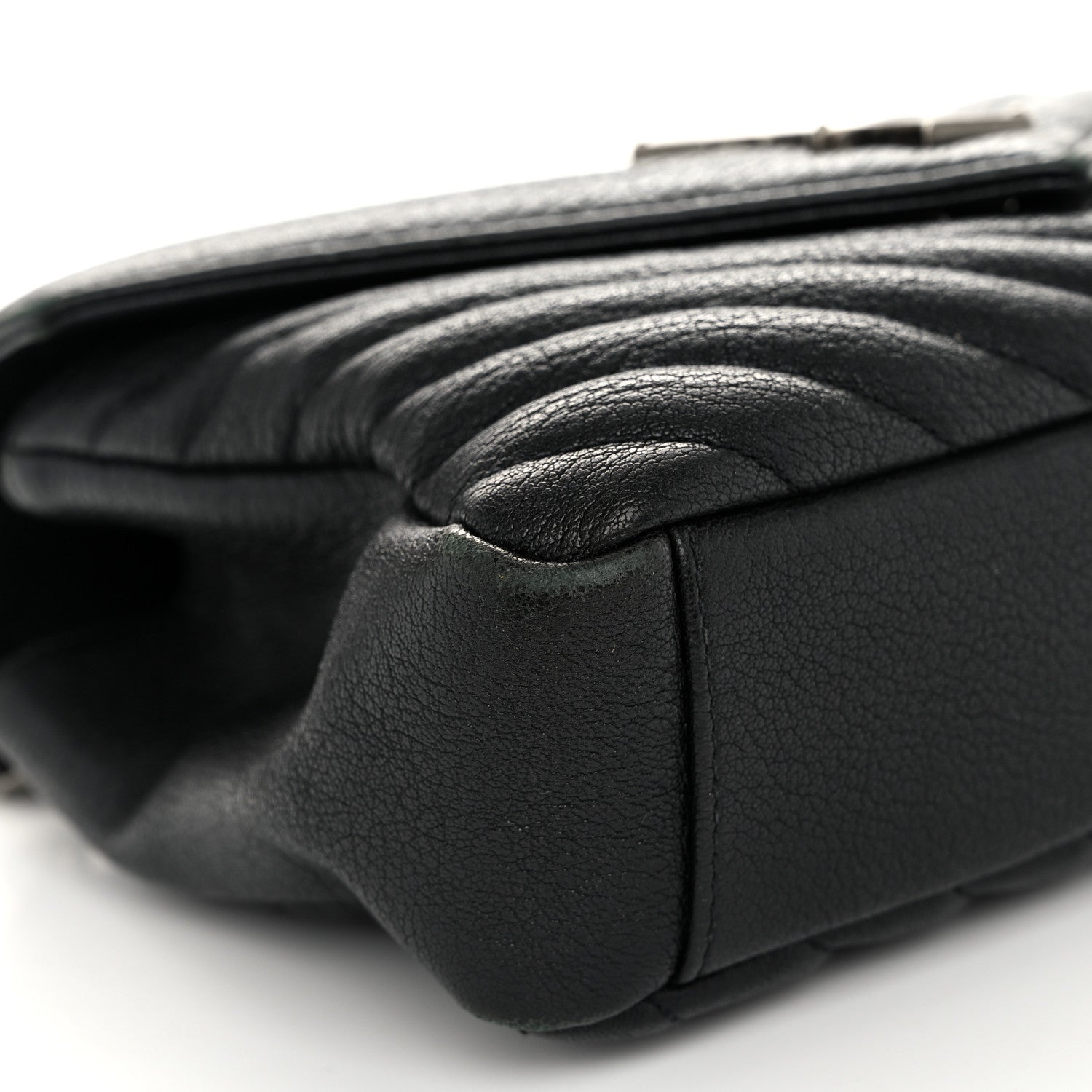Saint Laurent Sheepskin Matelasse Chevron Monogram Medium College Bag Black 9 of 12