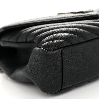 Saint Laurent Sheepskin Matelasse Chevron Monogram Medium College Bag Black 9 of 12