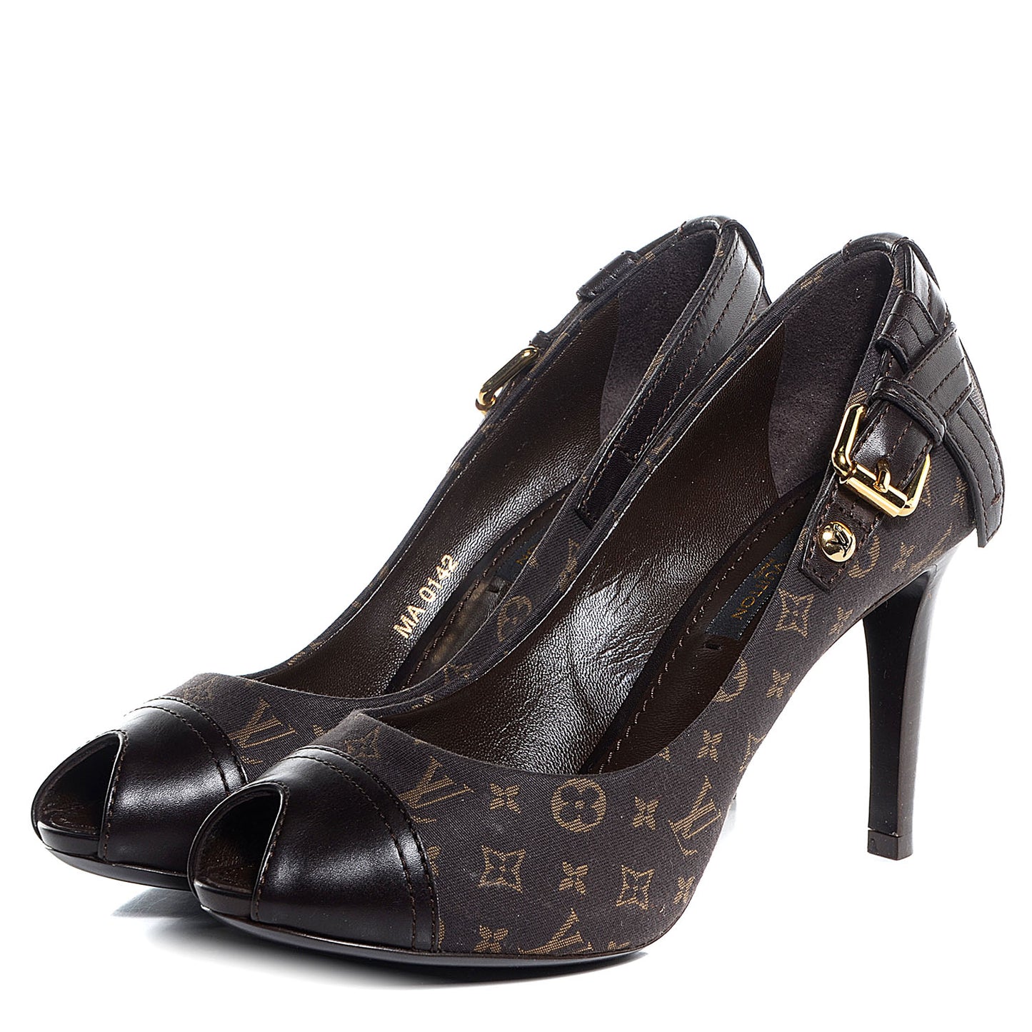 Monogram Idylle Barbara Open Toe Pumps 35 Fusain