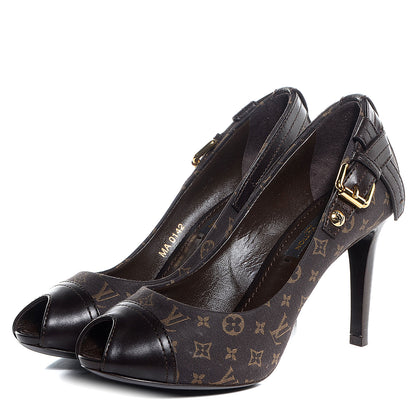 Louis Vuitton Monogram Idylle Barbara Open Toe Pumps 35 Fusain 3 of 7