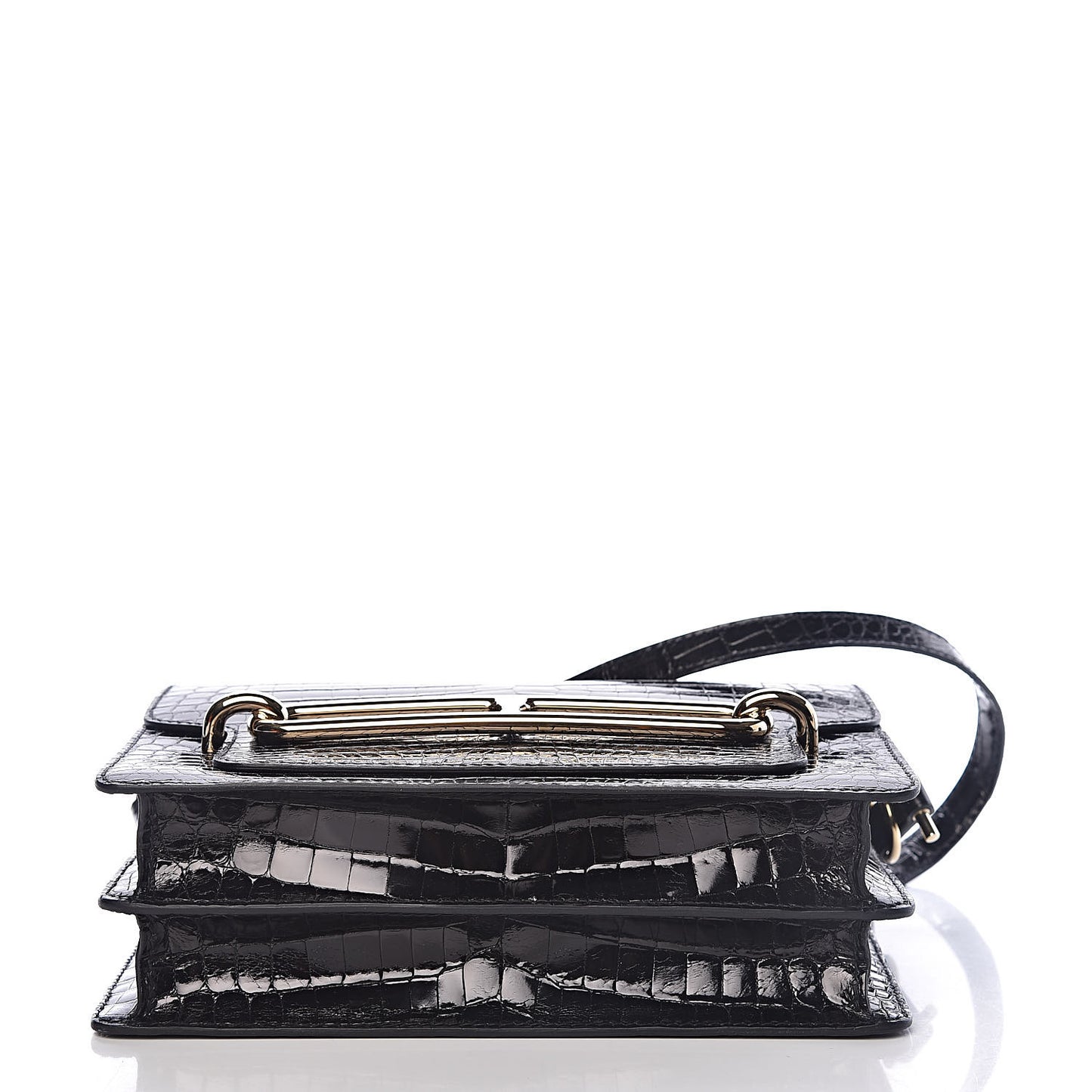 Shiny Niloticus Crocodile Sac Roulis 23 Black