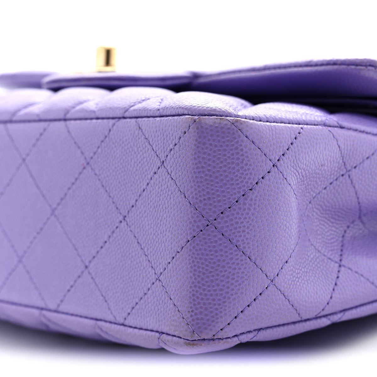 Caviar Quilted Small Double Flap Purple