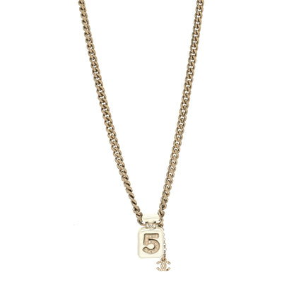 Chanel Crystal Pearl CC No. 5 Perfume Bottle Necklace White Gold 1 of 6