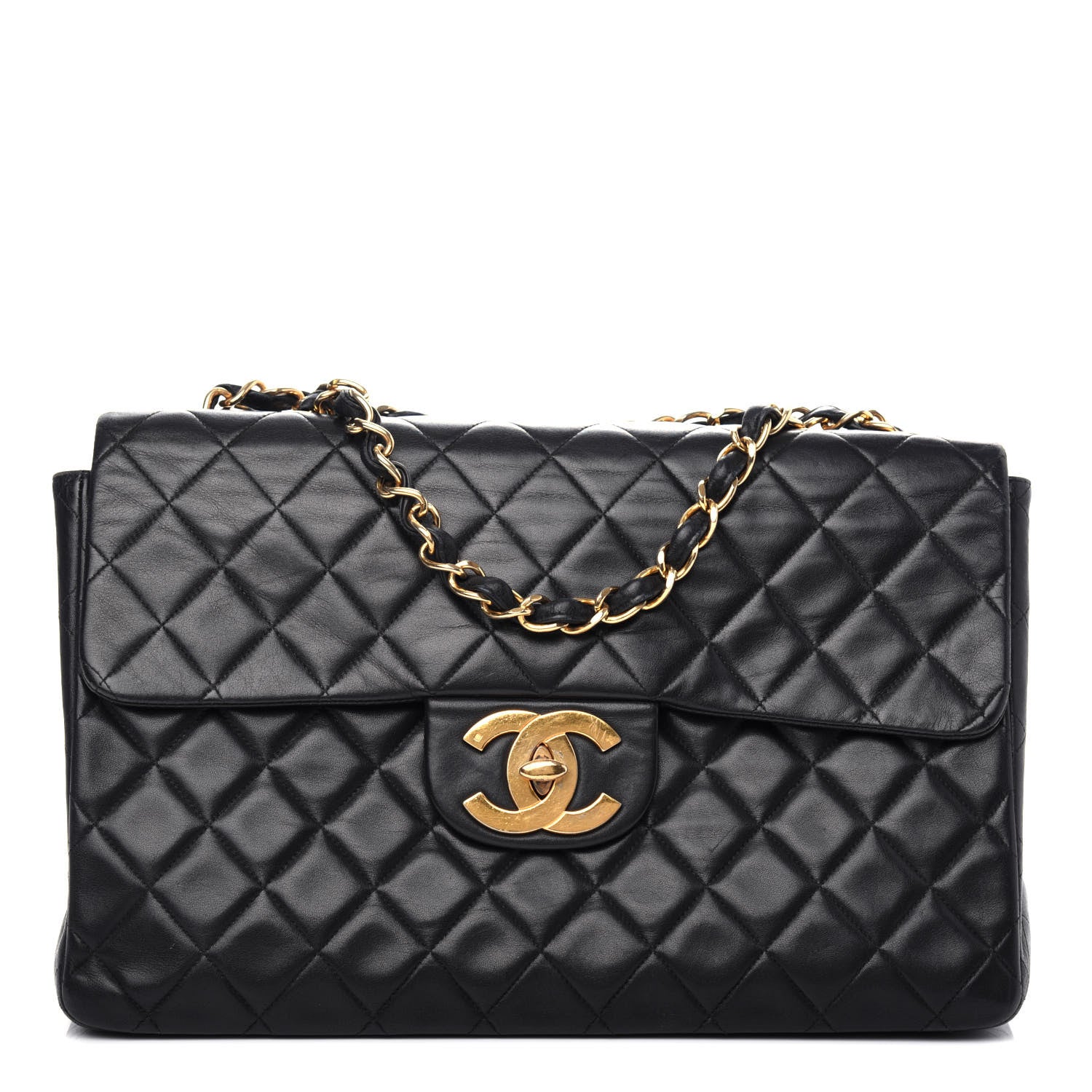 Chanel Lambskin Quilted XL Jumbo Single Flap Black 1 of 11