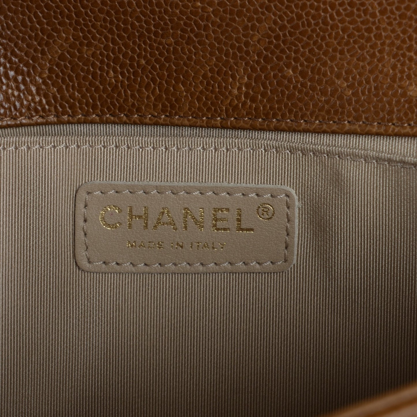 Caviar Quilted Medium Boy Flap Light Brown