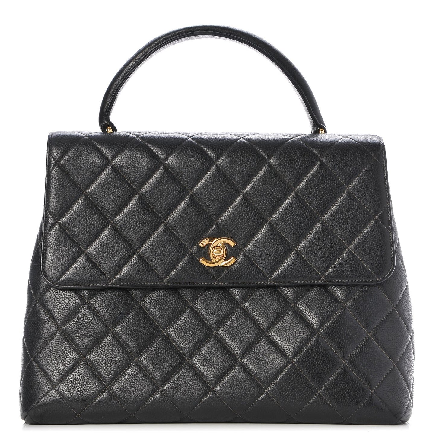 Caviar Quilted Jumbo Kelly Flap Black