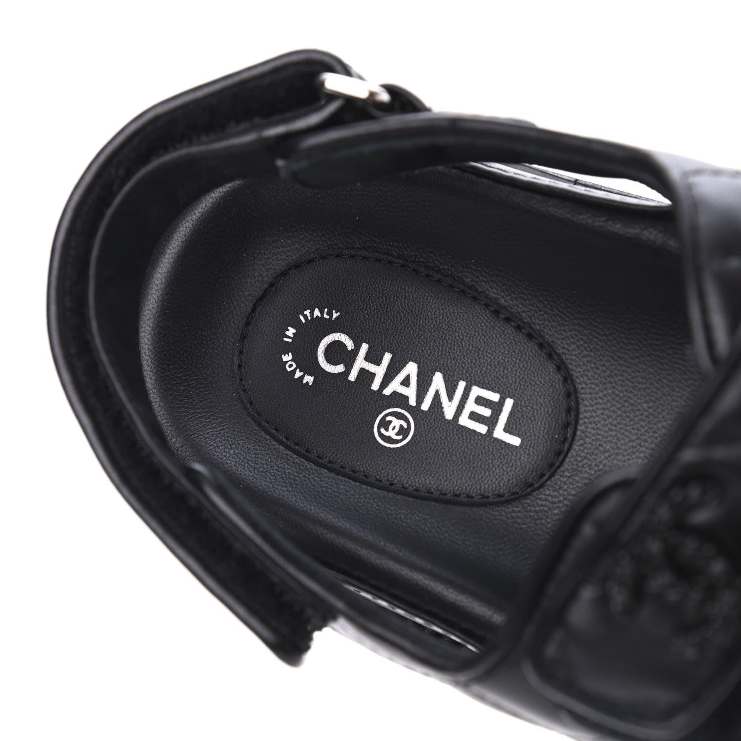 Chanel Lambskin Velcro Dad Sandals 38.5 Black 6 of 9