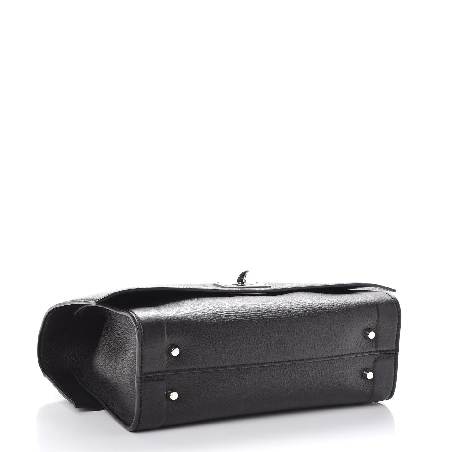 Grained Calfskin Small Shark Lock Satchel Black