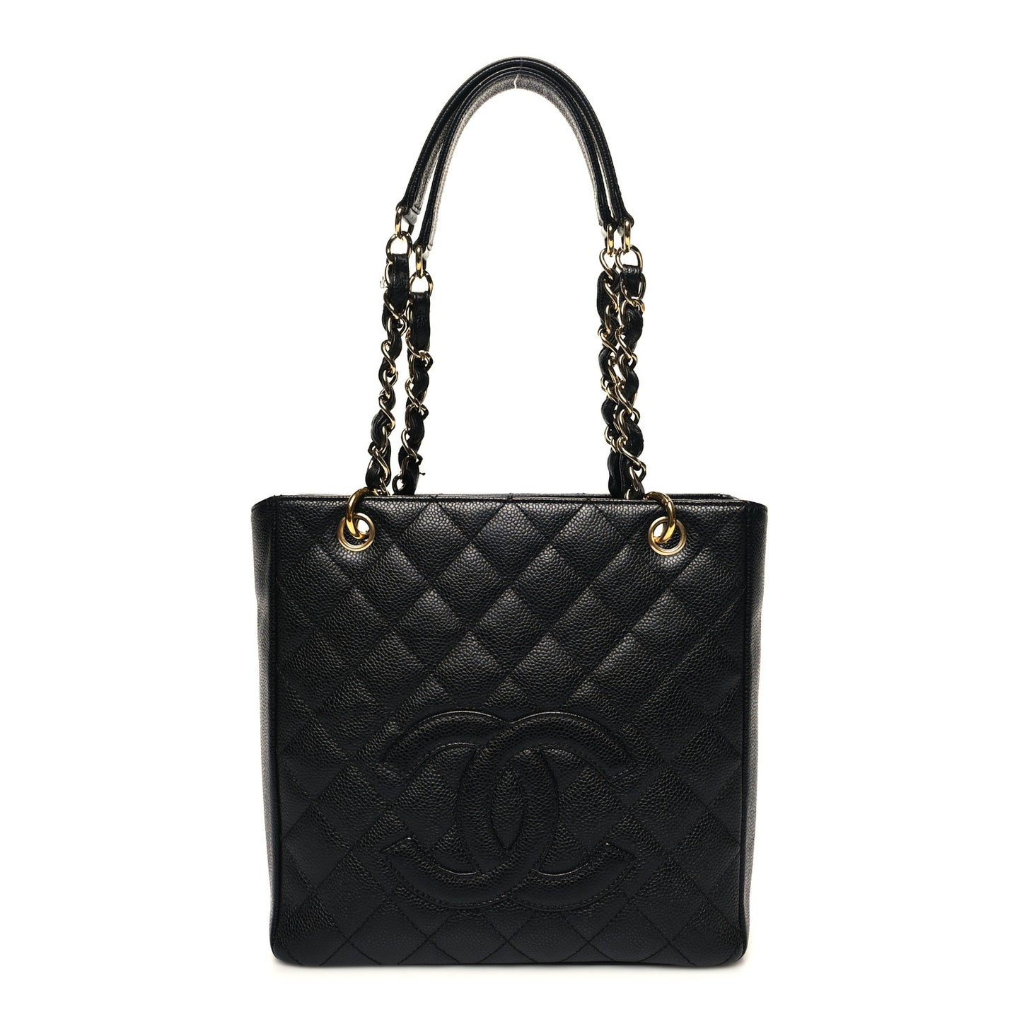 Caviar Quilted Petit Shopping Tote PST Black