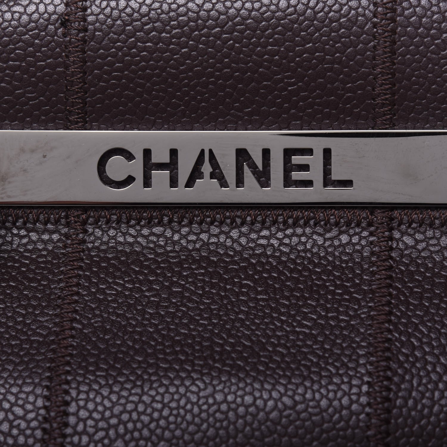 Chanel Caviar Square Stitched Large Satchel Dark Brown 12 of 15