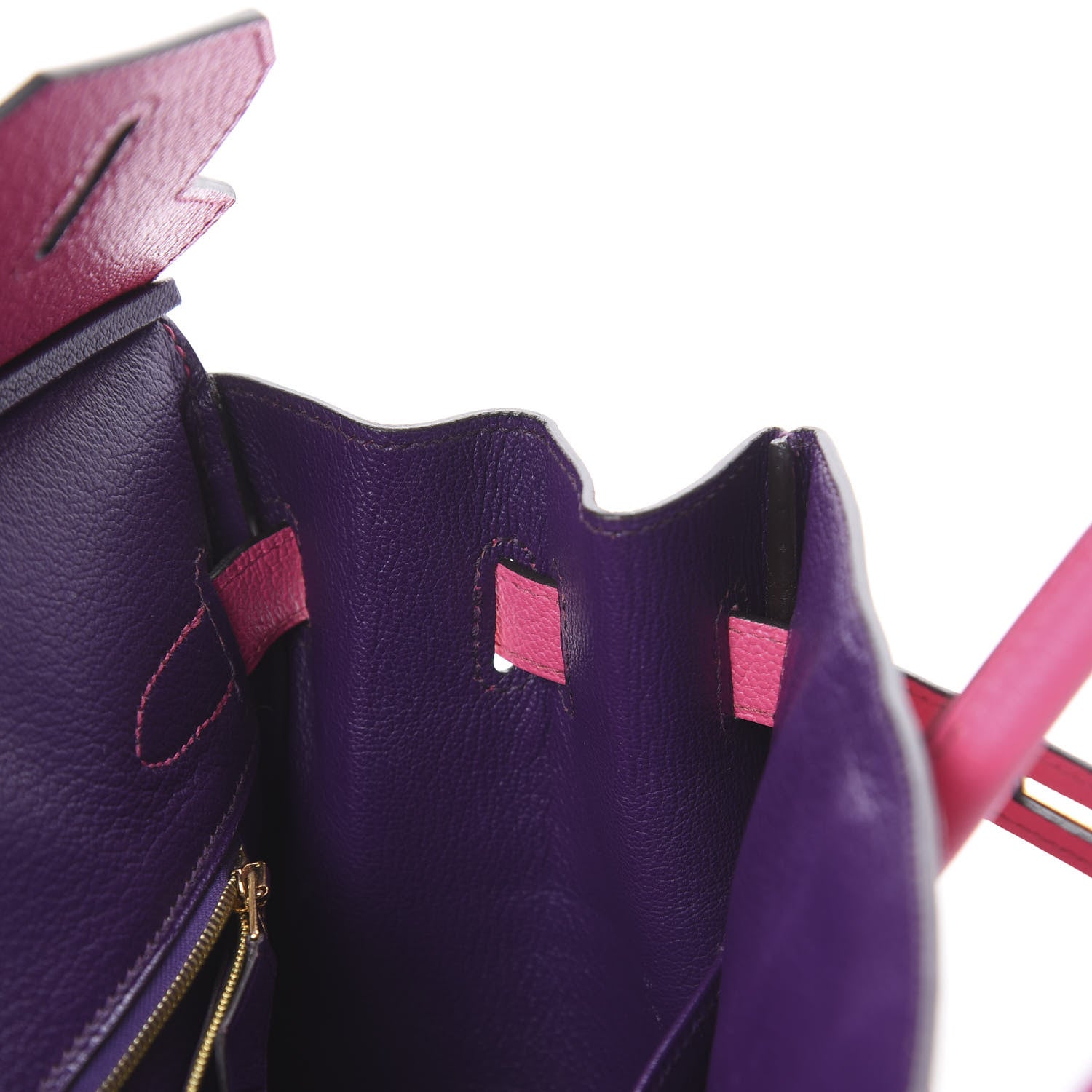 Hermes Chevre Mysore Horseshoe Birkin 30 Rose Tyrien Ultraviolet 11 of 35