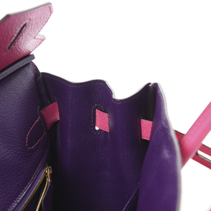 Hermes Chevre Mysore Horseshoe Birkin 30 Rose Tyrien Ultraviolet 11 of 35