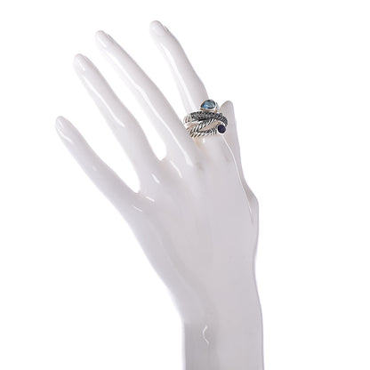 David Yurman Sterling Silver Blue Topaz Black Orchid Renaissance Ring 53 6.25 2 of 5