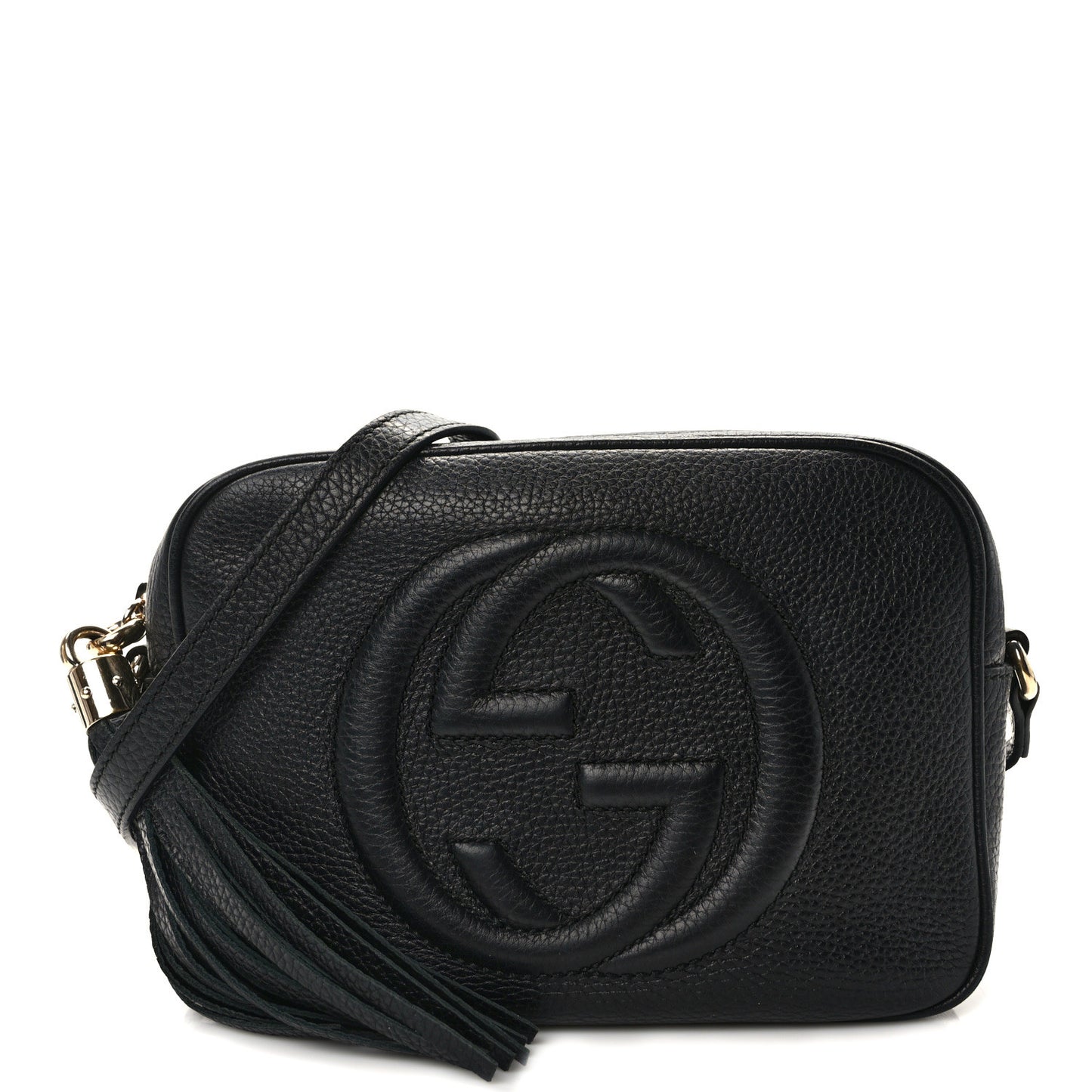 Pebbled Calfskin Small Soho Disco Bag Black