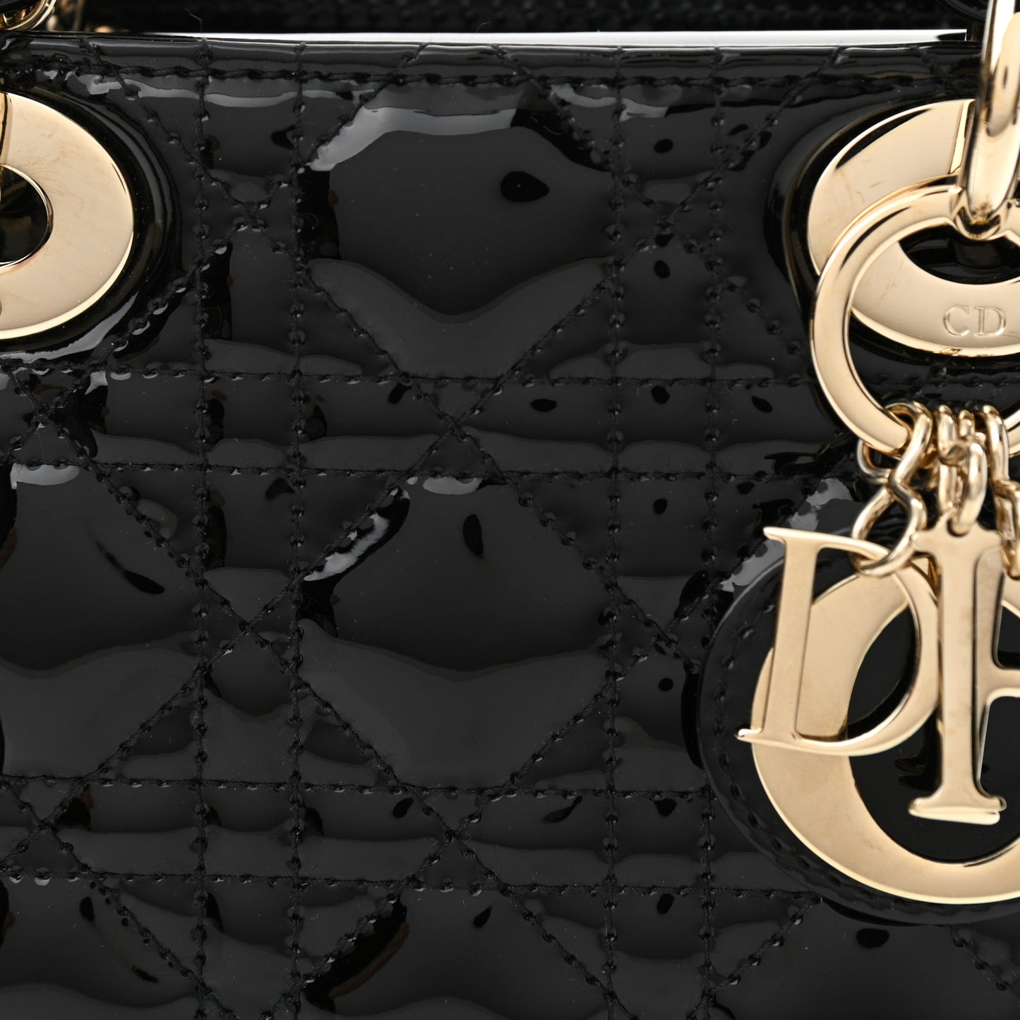 Patent Cannage Mini Lady Dior Black