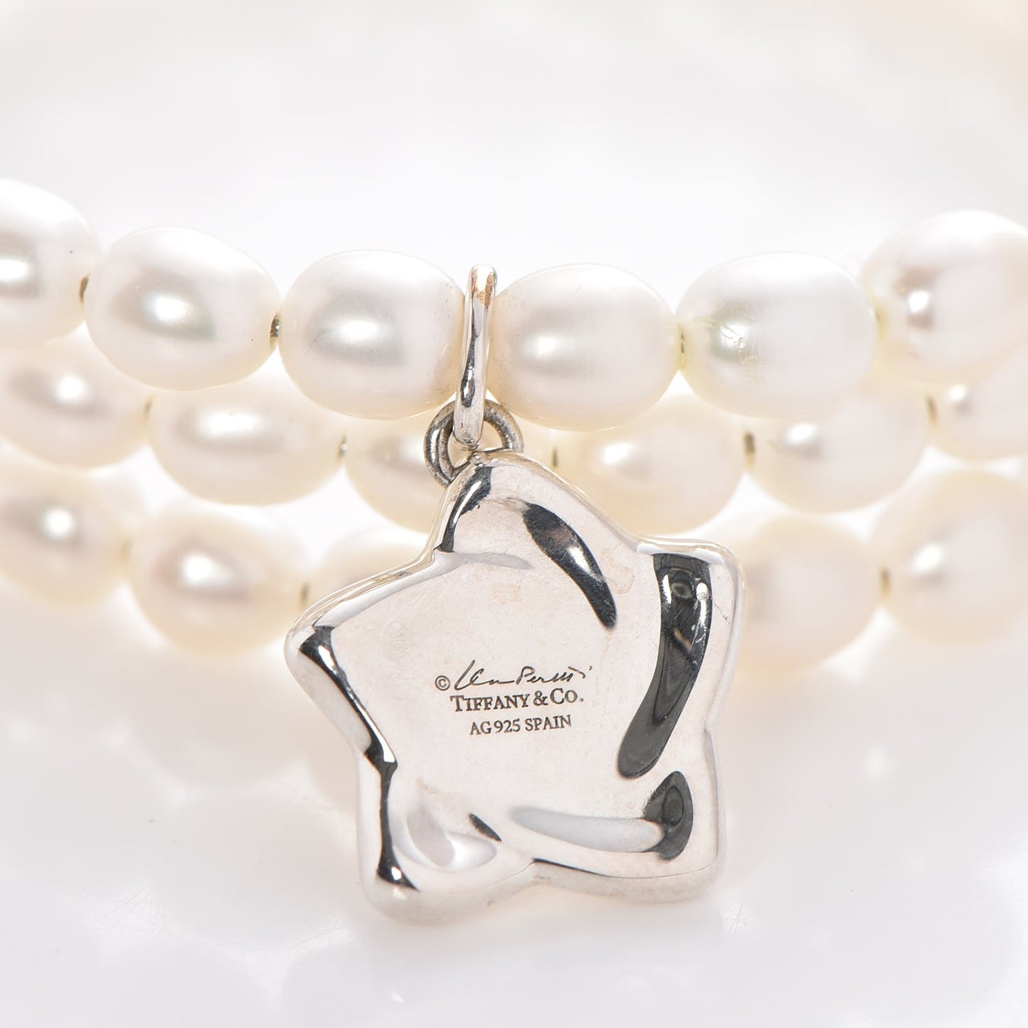 Sterling Silver Pearl Elsa Peretti Three Row Star Charm Bracelet