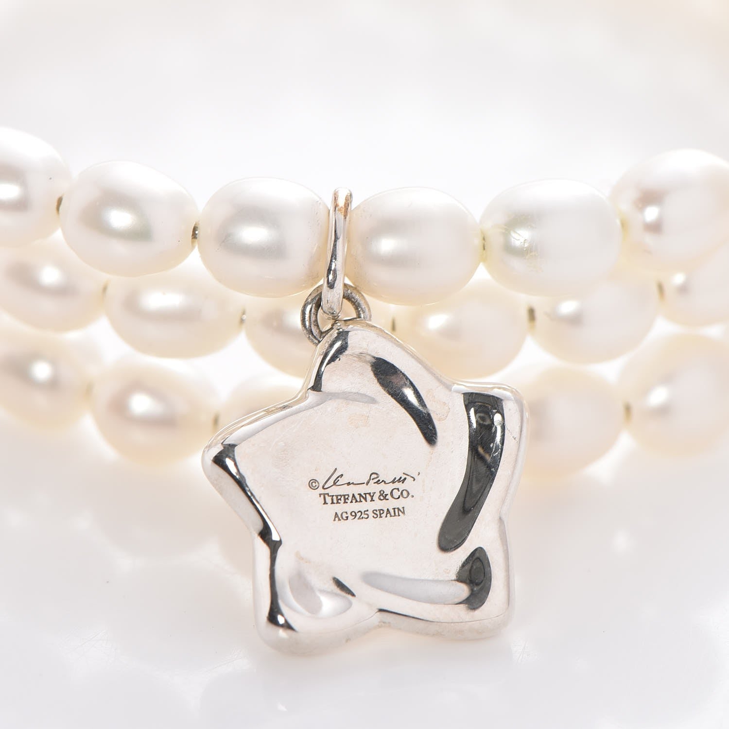 Tiffany Sterling Silver Pearl Elsa Peretti Three Row Star Charm Bracelet 4 of 5