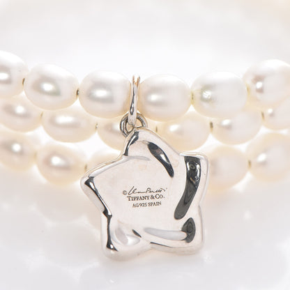 Tiffany Sterling Silver Pearl Elsa Peretti Three Row Star Charm Bracelet 4 of 5