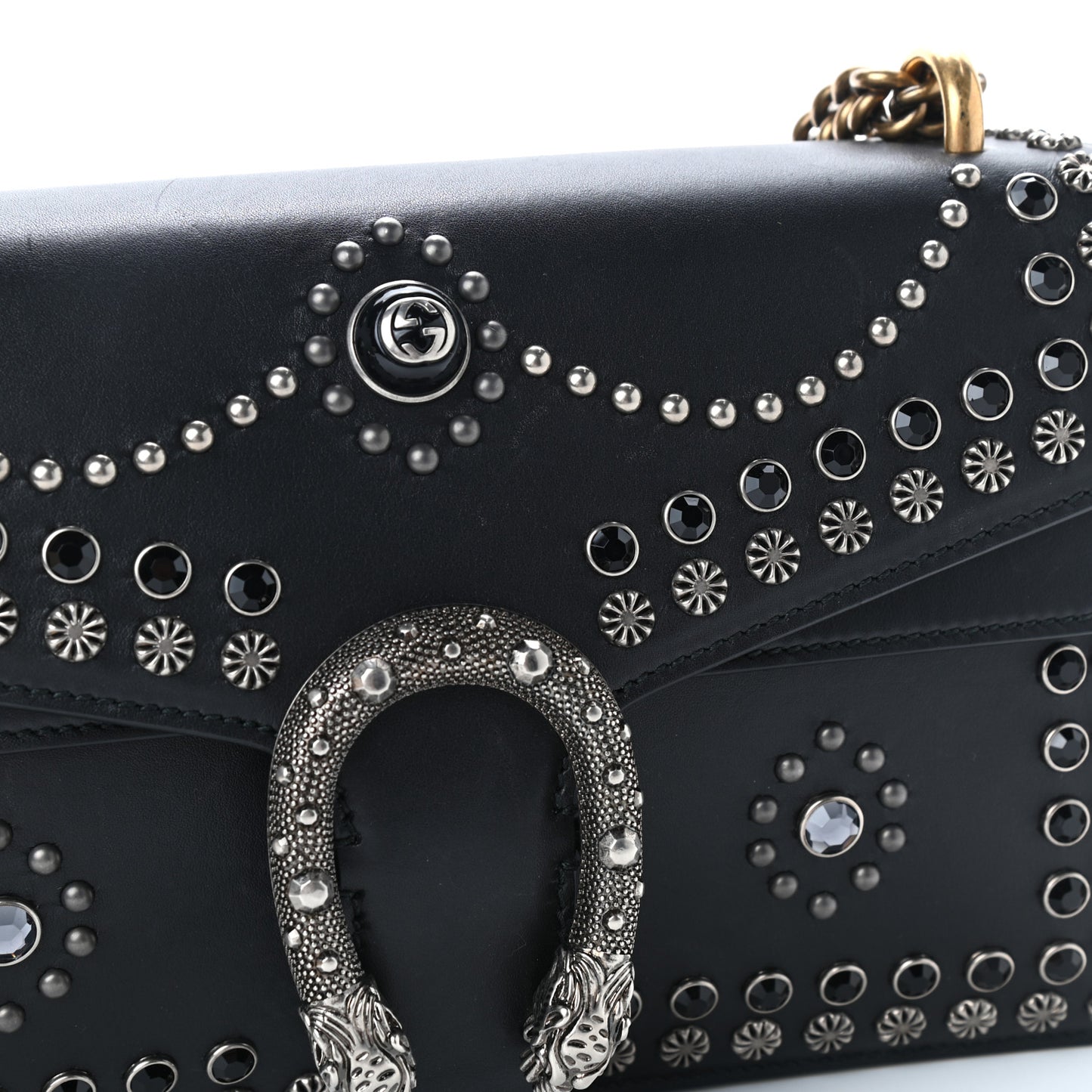 Calfskin Studded Small Dionysus Shoulder Bag Black