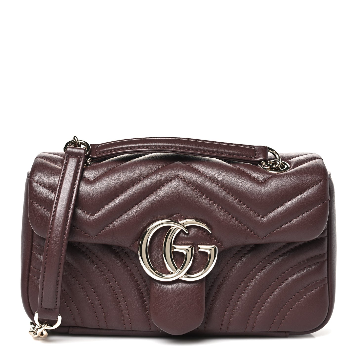 Lambskin Matelasse Small GG Marmont Shoulder Bag Rosso Ancora