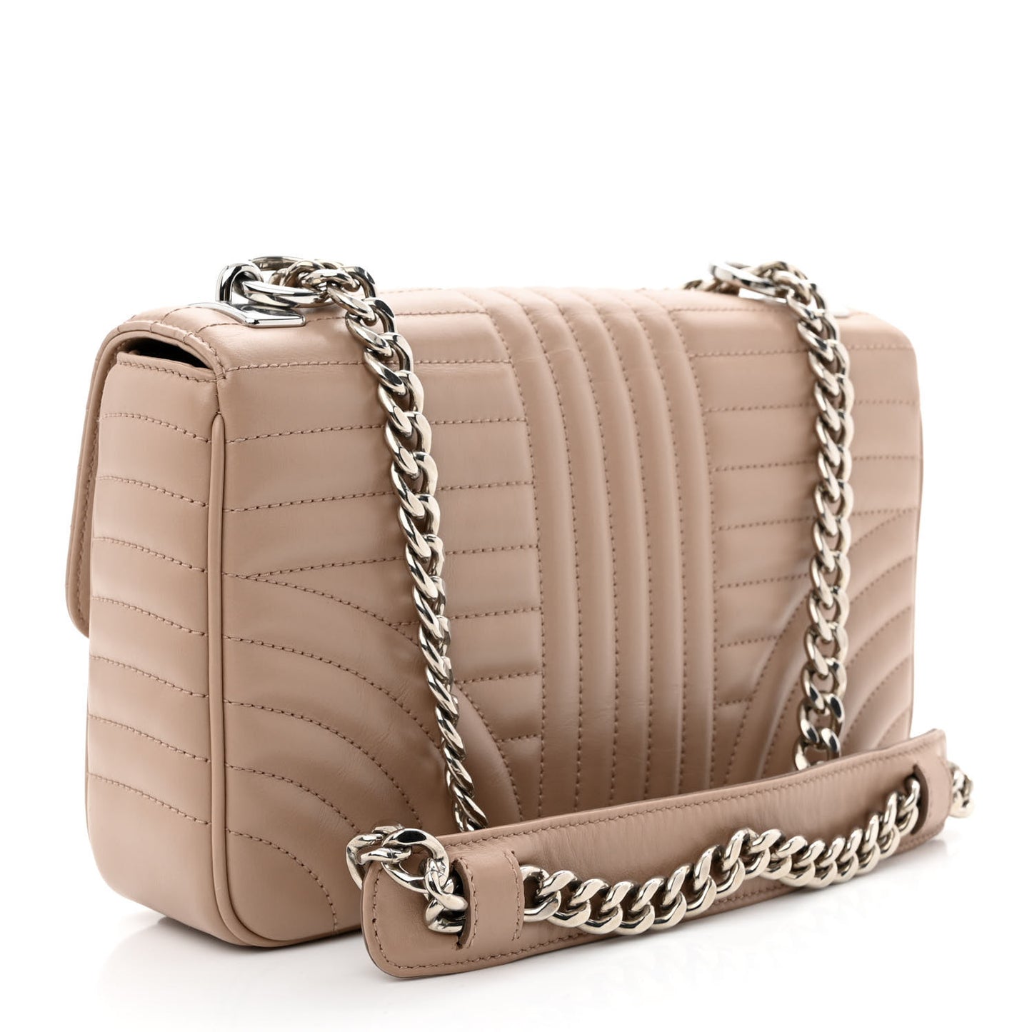 Soft Calfskin Impunture Diagramme Medium Chain Flap Shoulder Bag Cipria