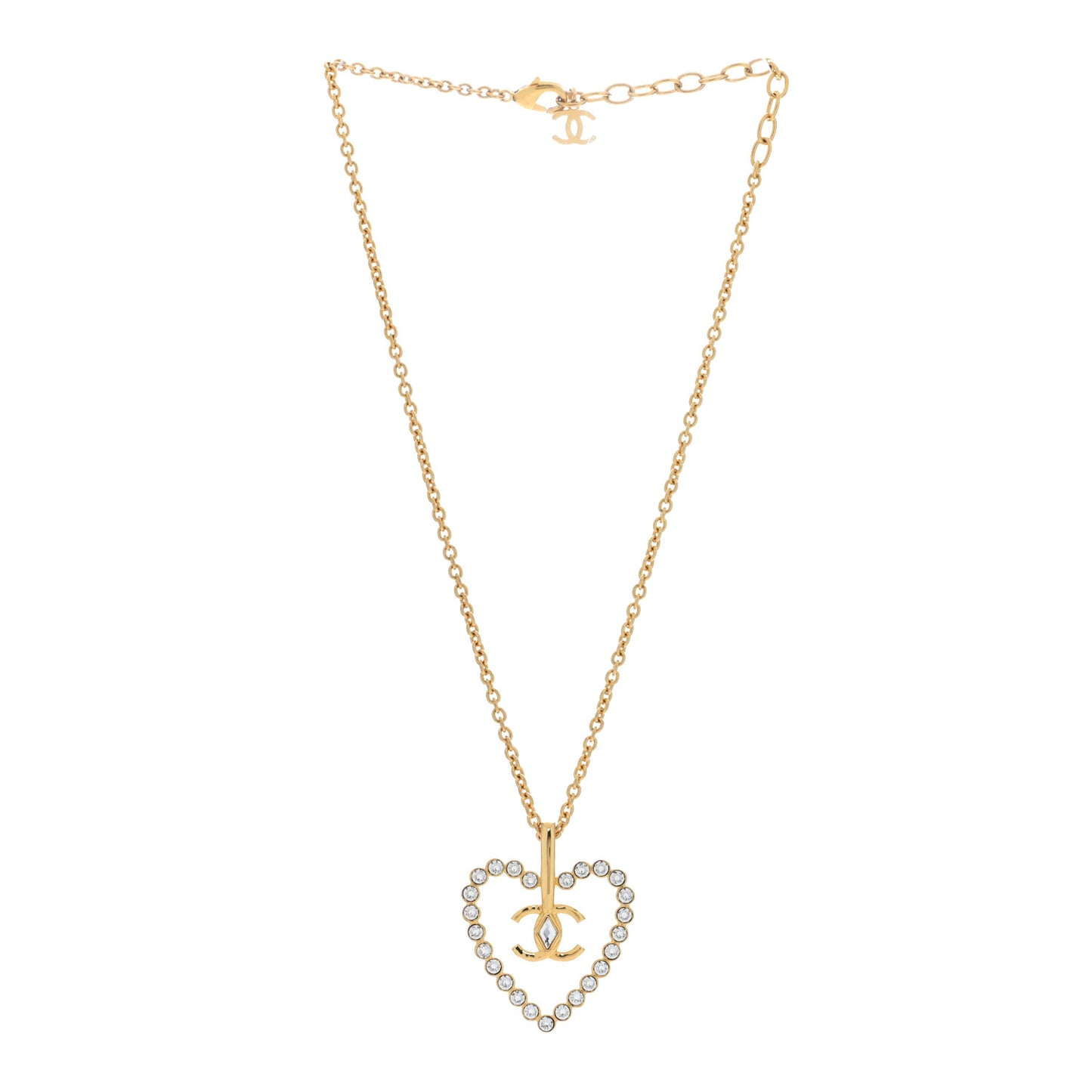 Crystal CC Heart Necklace Gold