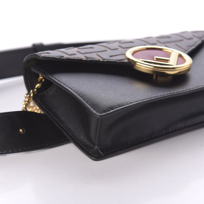 Fendi Vitello Liberty F is Fendi Bi-Color FF 1974 Embossed Envelope Belt Bag Maya Black 6 of 11