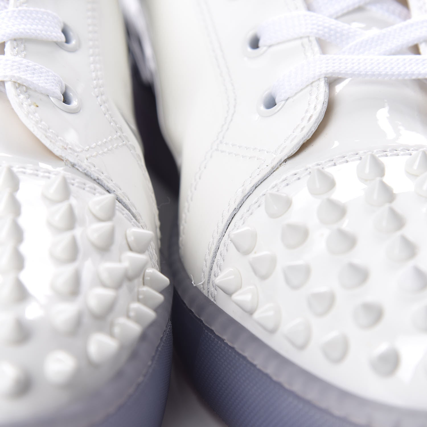 Christian Louboutin Patent Spikes Mens Lou Flat Sneakers 45 White Blue Black 13 of 13
