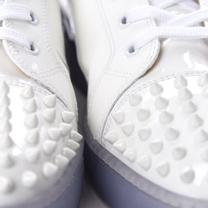 Christian Louboutin Patent Spikes Mens Lou Flat Sneakers 45 White Blue Black 13 of 13