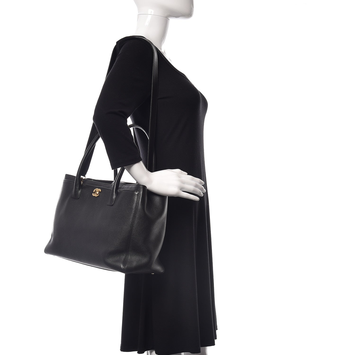 Chanel Calfskin Cerf Executive Shopper Tote Black 2 of 12
