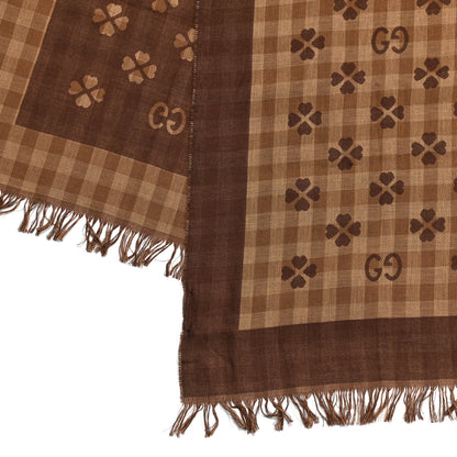 Gucci Cotton Woven Long Lucky Fringe Scarf Camel Light Brown 3 of 5