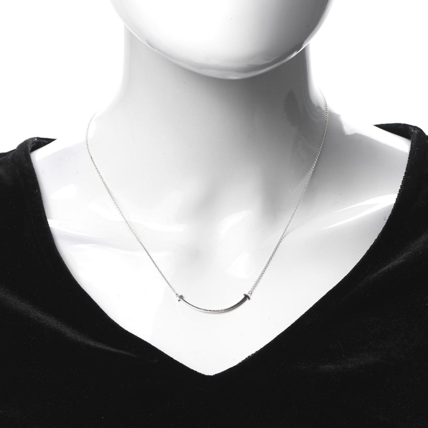 Sterling Silver Small T Smile Pendant Necklace