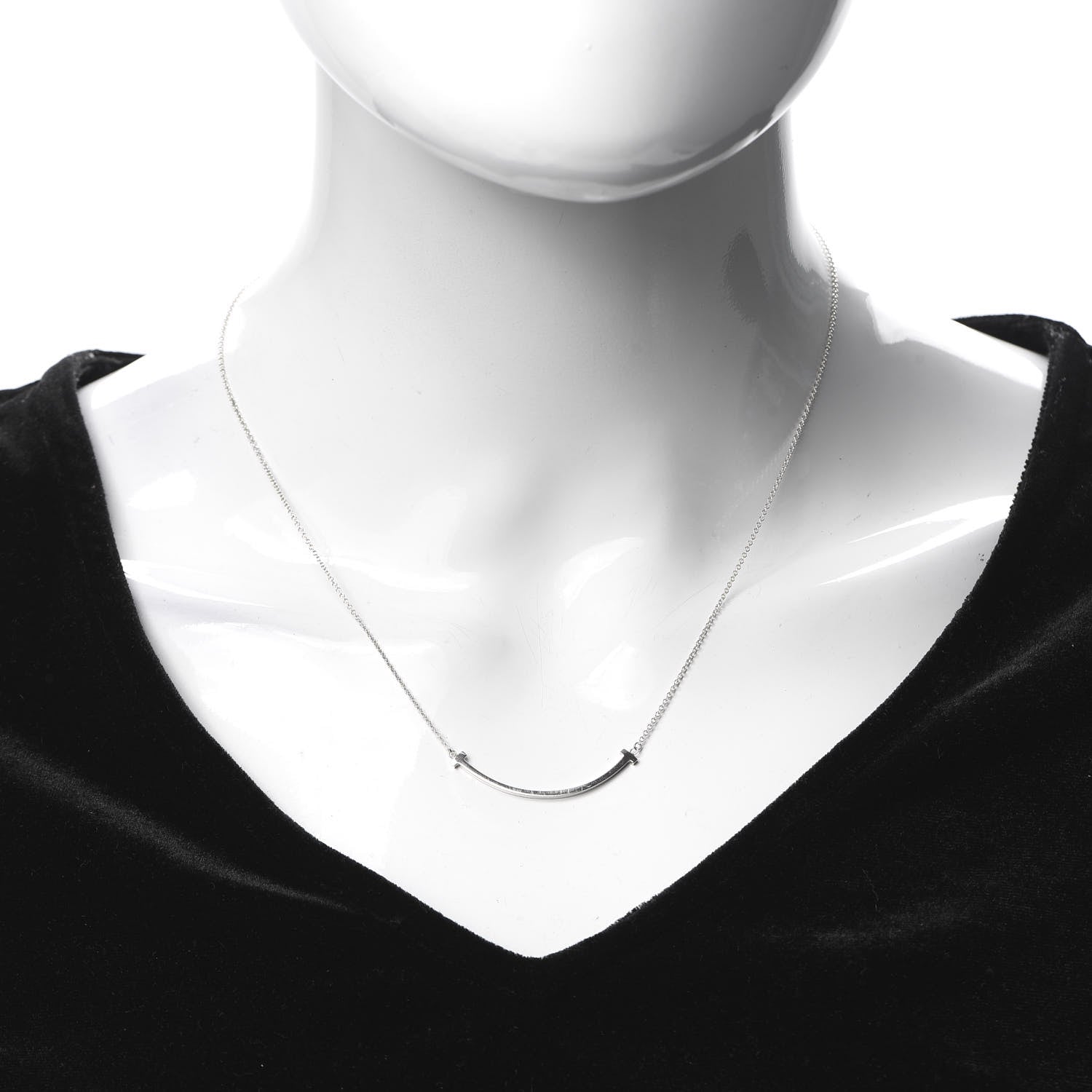 Tiffany Sterling Silver Small T Smile Pendant Necklace 2 of 5