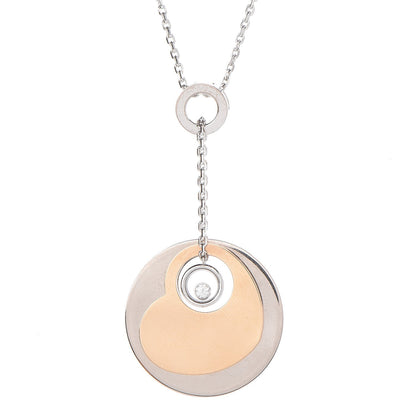 Chopard 18K White Pink Gold Happy Diamond Heart Necklace 3 of 7