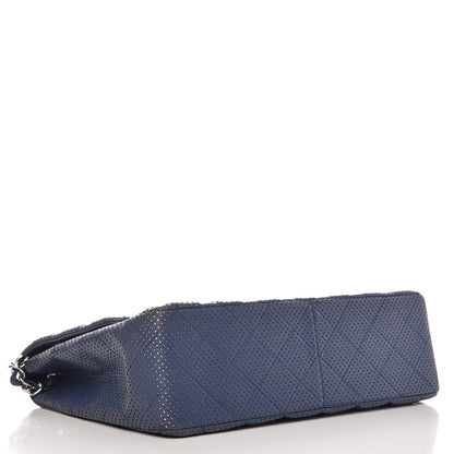 Chanel Lambskin Perforated Jumbo Single Flap Blue 4 of 10