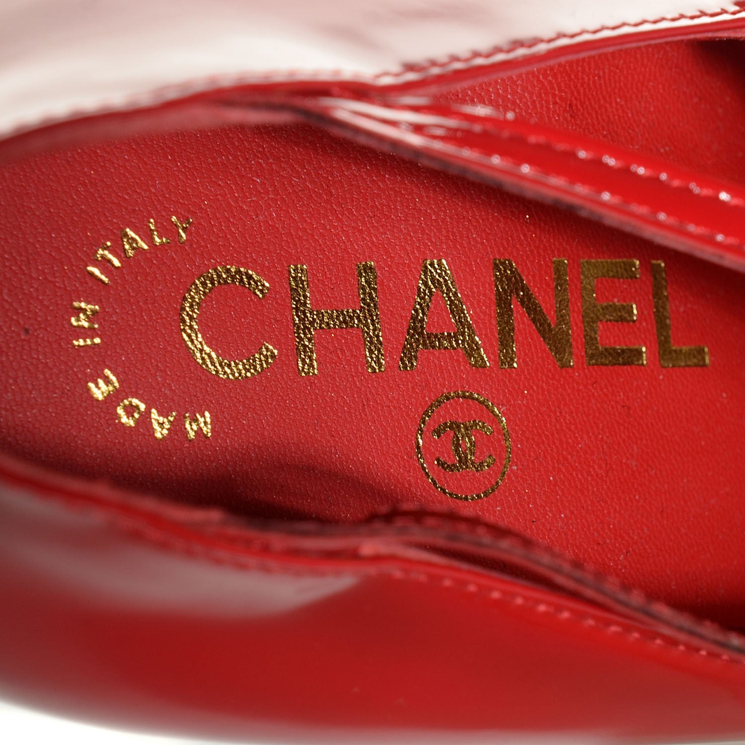 Chanel Patent Calfskin Quilted Pumps 38.5 Red Gold 7 of 7