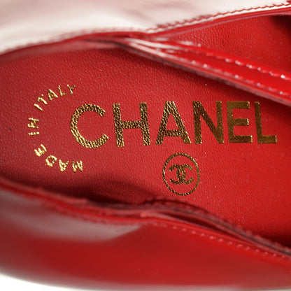 Chanel Patent Calfskin Quilted Pumps 38.5 Red Gold 7 of 7