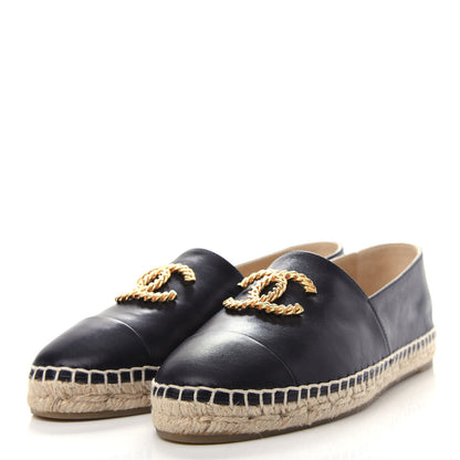 Chanel Calfskin Chain CC Espadrilles 38 Black 3 of 11