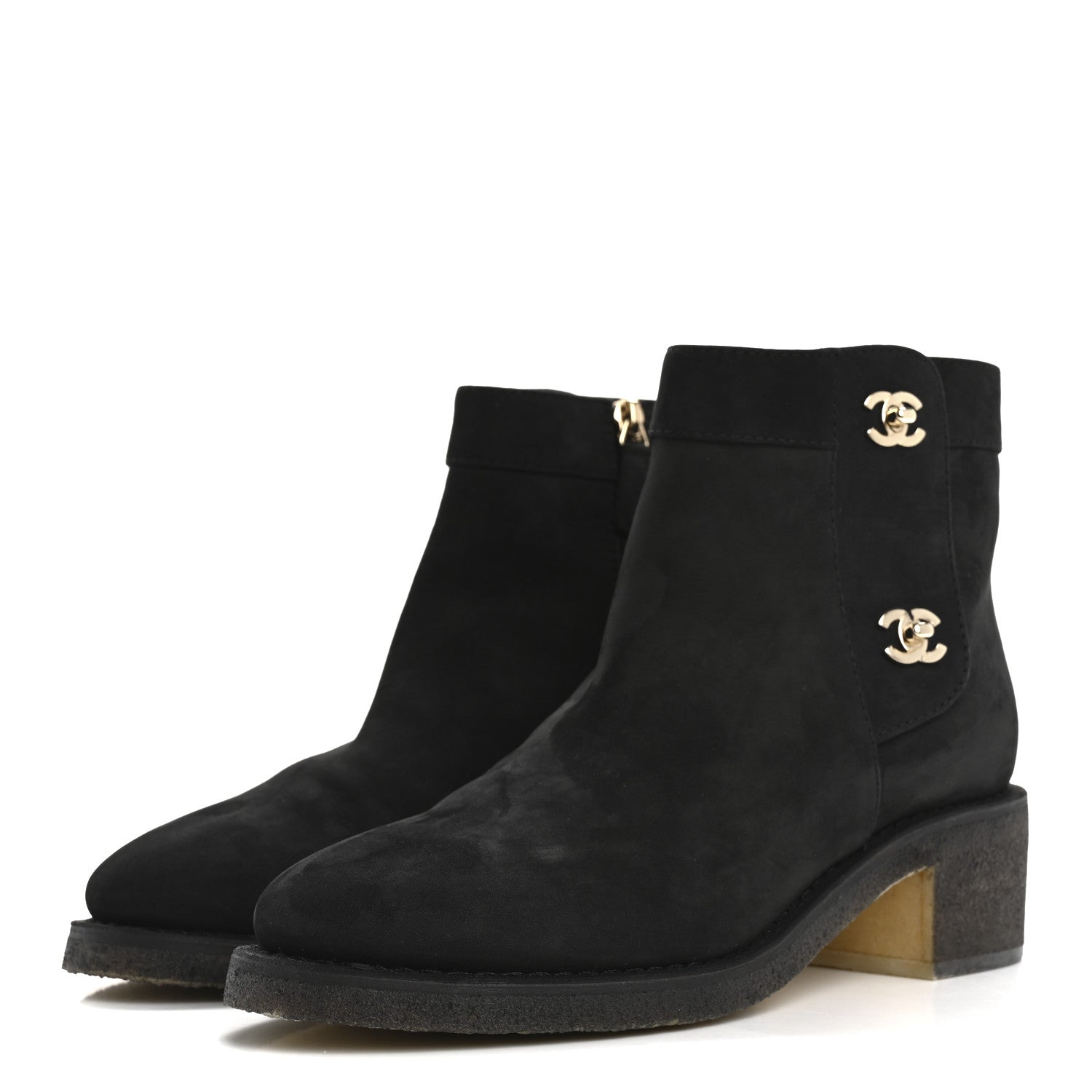 Chanel Suede Calfskin CC Turnlock Short Boots 39.5 Black 4 of 10