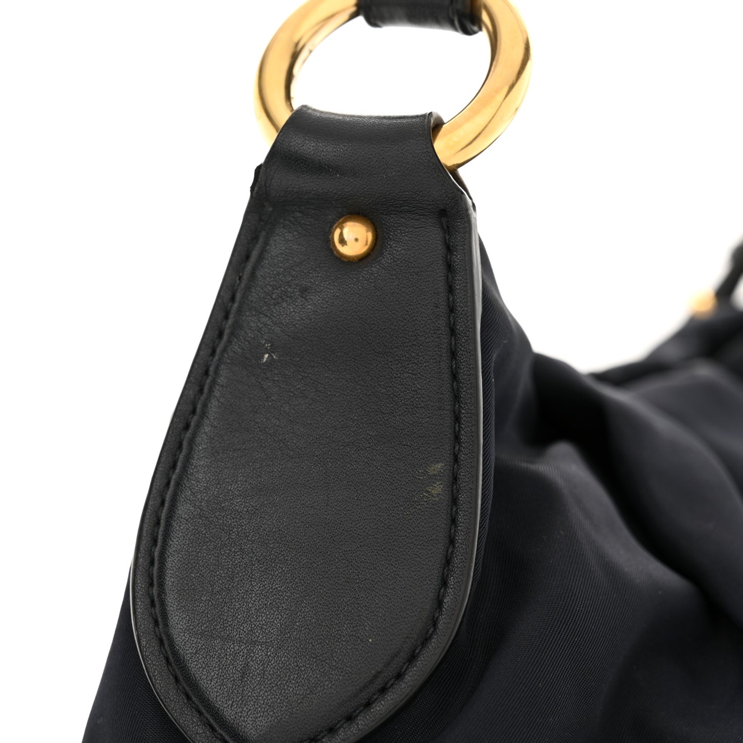 Tessuto Nylon Soft Calf Pleated Hobo Bleu
