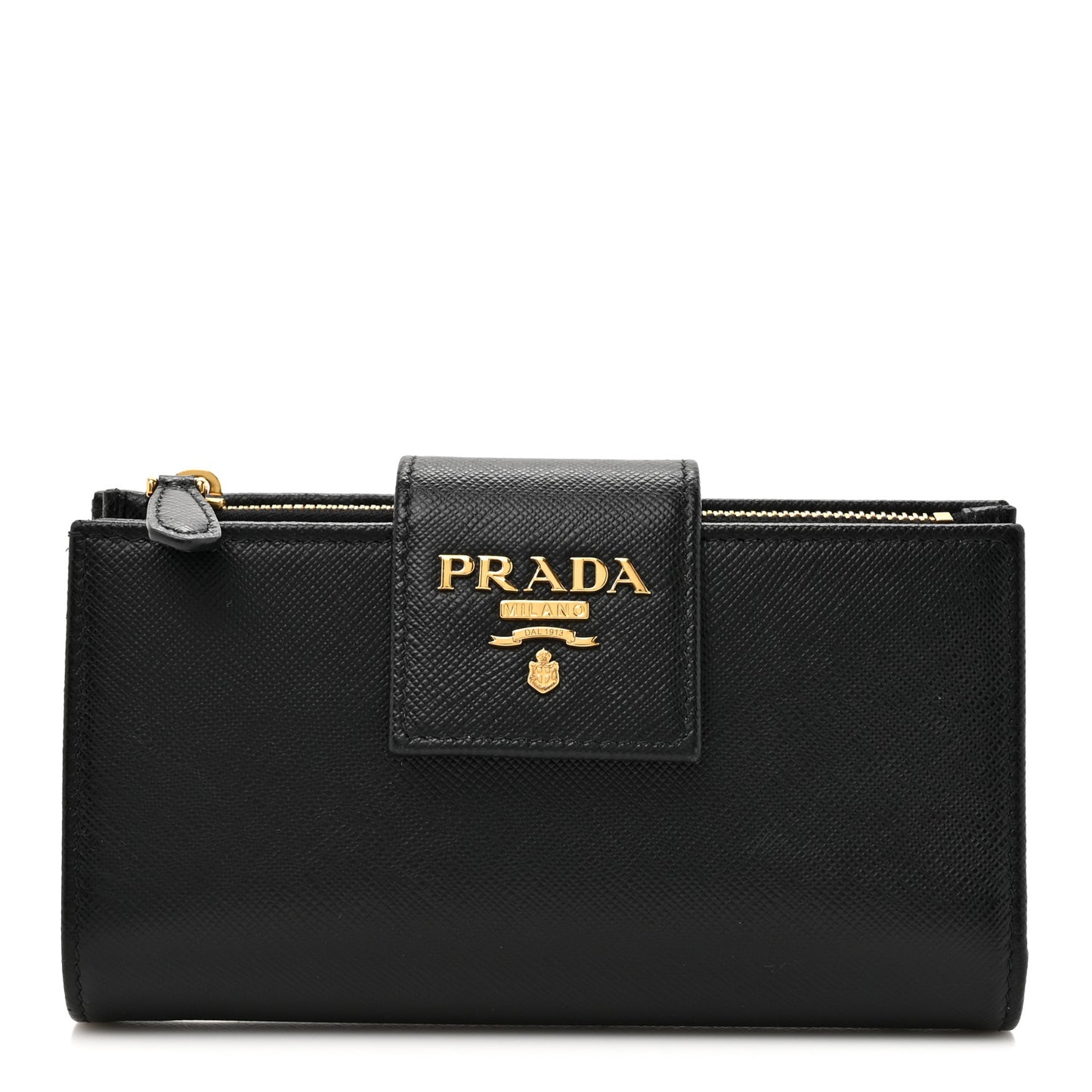 Saffiano Metal Tab Wallet Black