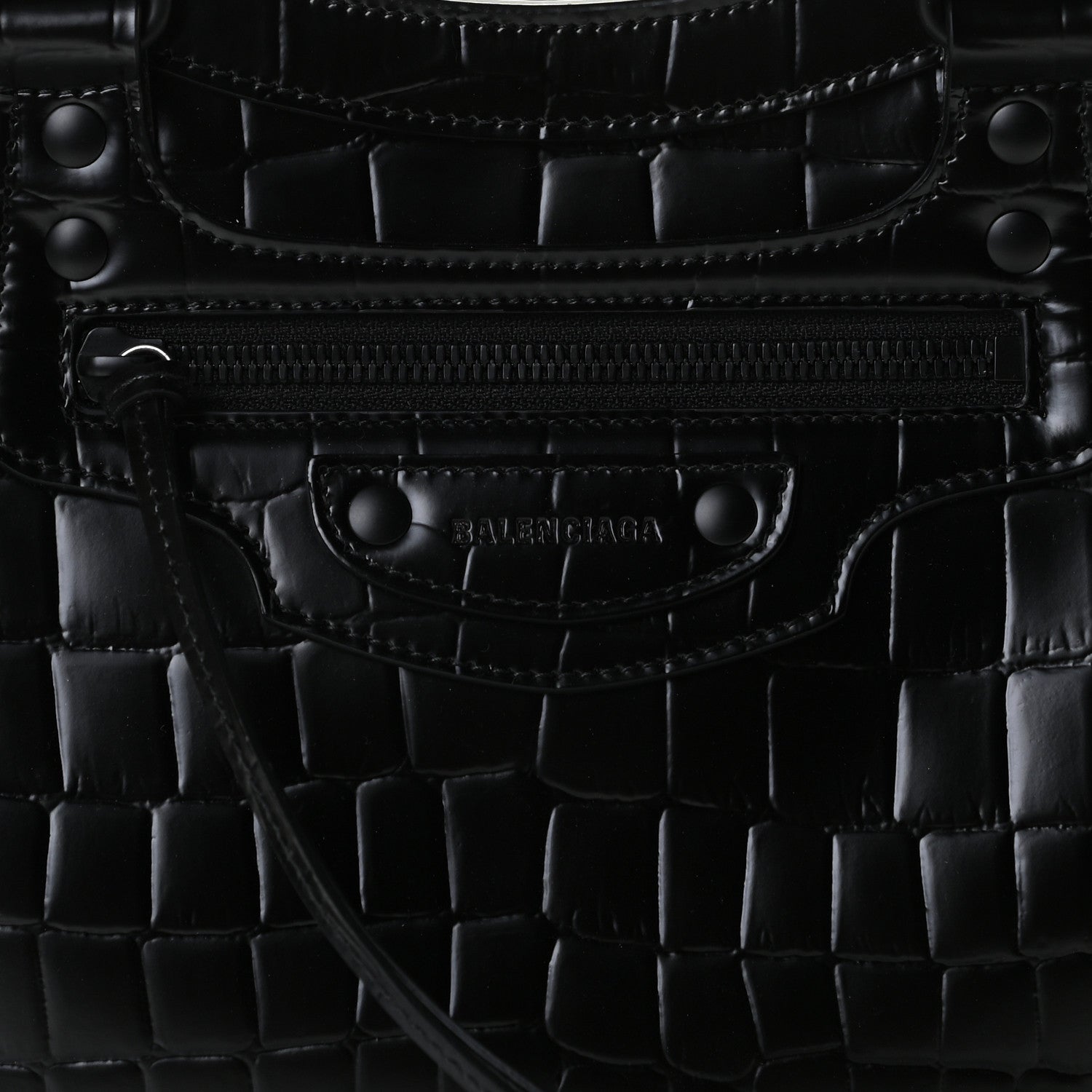 Balenciaga Semi Shiny Calfskin Crocodile Embossed Neo Classic Black Hardware S City Black 10 of 10