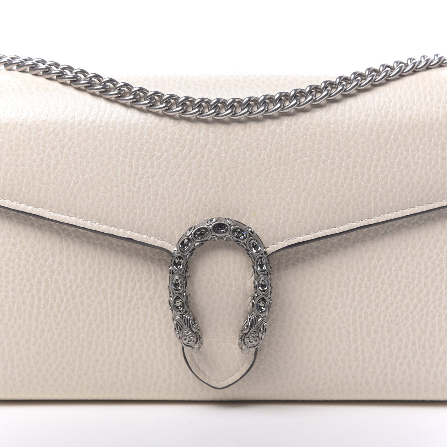 Dollar Calfskin Mini Dionysus Chain Wallet Mystic White