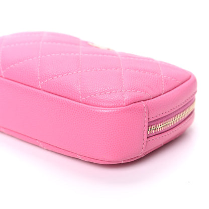 Chanel Caviar Quilted Small Curvy Pouch Cosmetic Case Pink 9 of 10