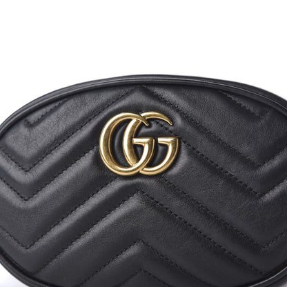 Gucci Calfskin Matelasse GG Marmont Belt Bag 75 30 Black 10 of 10
