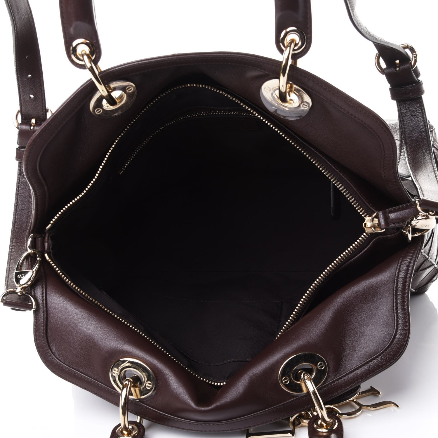Christian Dior Lambskin Cannage Large Granville Tote Brown 4 of 4