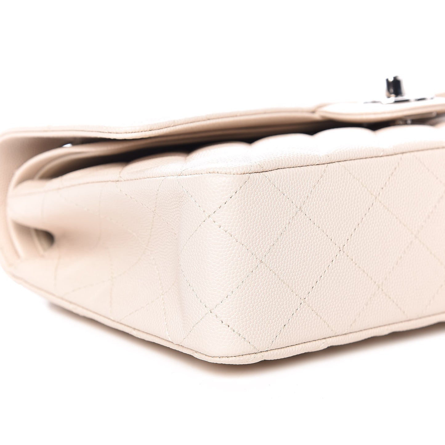Caviar Quilted Medium Double Flap Light Beige
